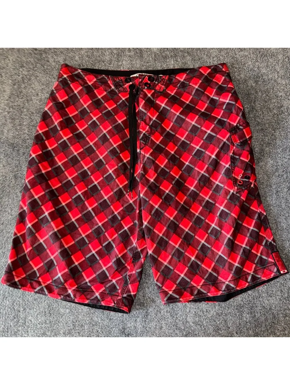 Oakley Red Plaid Surf Board Shorts Mens 2XL 38 Vtg y2k 90s Rare